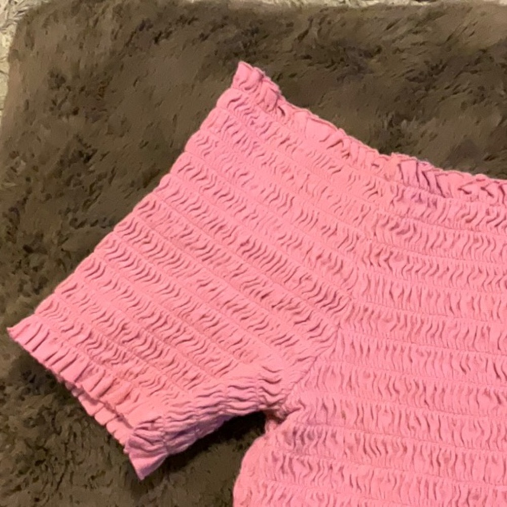 Pink Off-Shoulder Smocked Top - Picture 4 of 5
